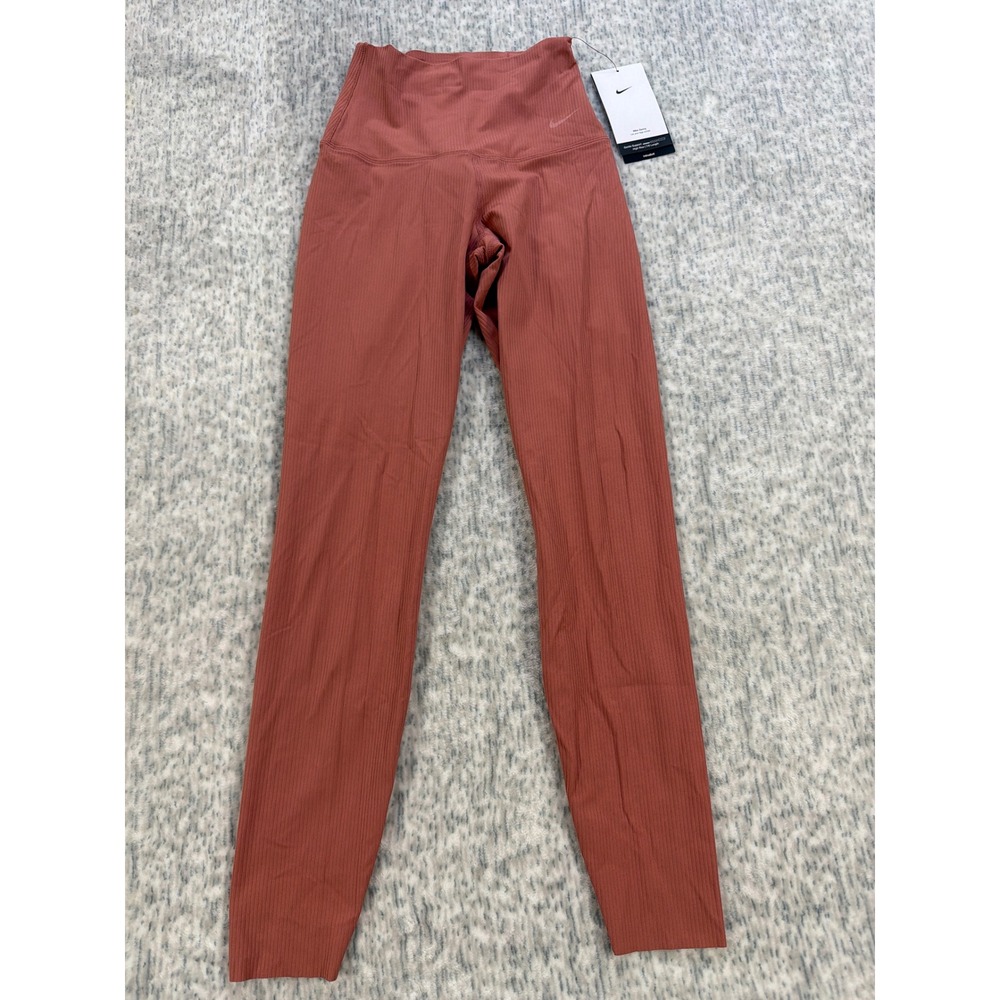 Nike Zenvy Dri-FIT Ribbed High Rise 7/8 Leggings Rust Pink HF1443-634 Mens XS